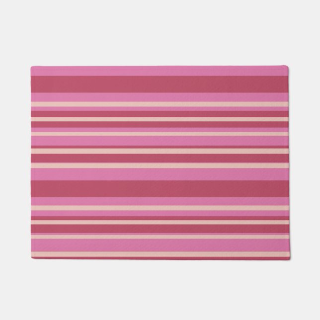Tapete Matriz de porta, de tiras brancas, rosa (Frente)
