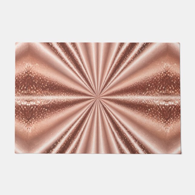 Tapete Matriz de porta Dourada com Rosa metálico (Frente)