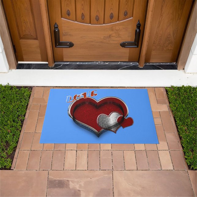 Tapete Matriz de porta mágica cardíaca com fundo azul cla (Ar livre)