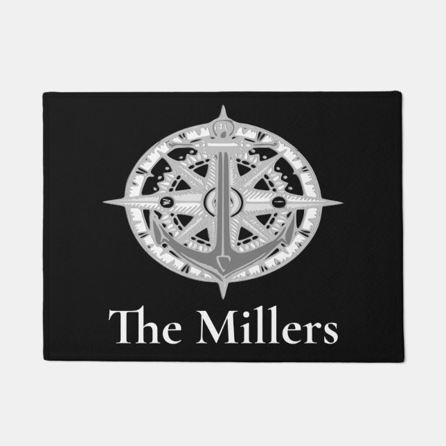 Tapete Matriz de Porta Náutica do Sobrenome de Âncora das (Frente)