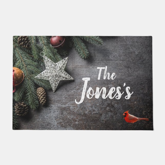 Tapete Matriz de porta personalizada inspirada no Natal (Frente)