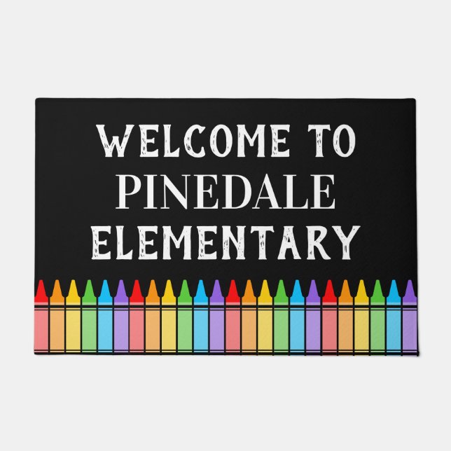 Tapete Matriz de Portas Bem-vindas da Escola Crayons (Frente)