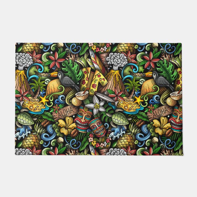 Tapete Matriz de portas tropicais ALOHA (Frente)
