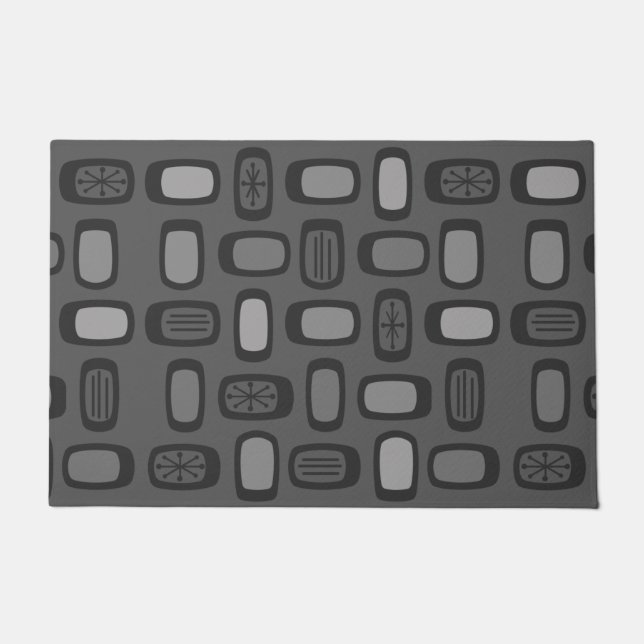 Tapete MCM Arredondado de Retângulos de Cinza do Meio-Séc (Frente)