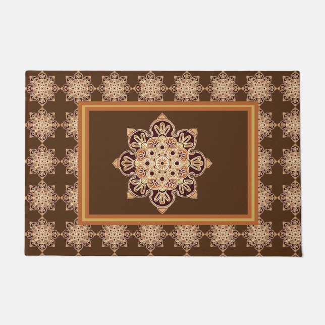 Tapete Medallion Doormat gold e marrom (Frente)