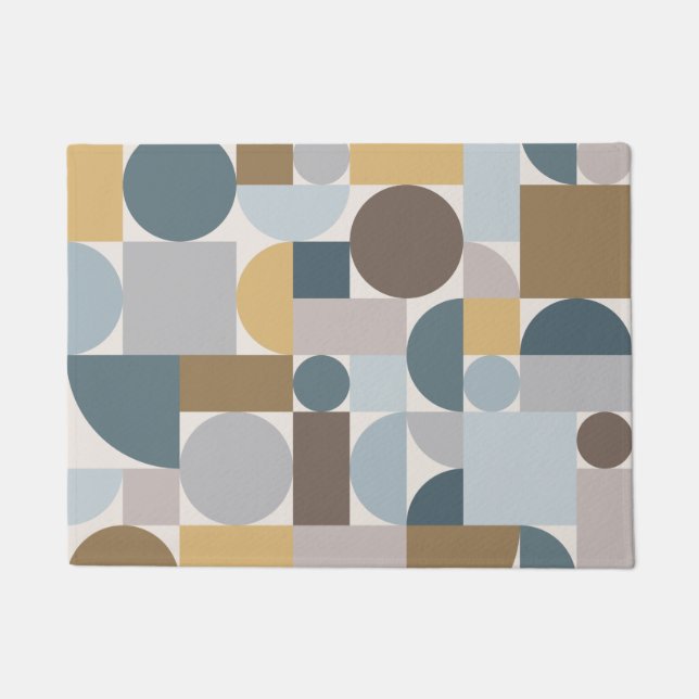 Tapete Meio século Azul Geométrico Dourado (Frente)