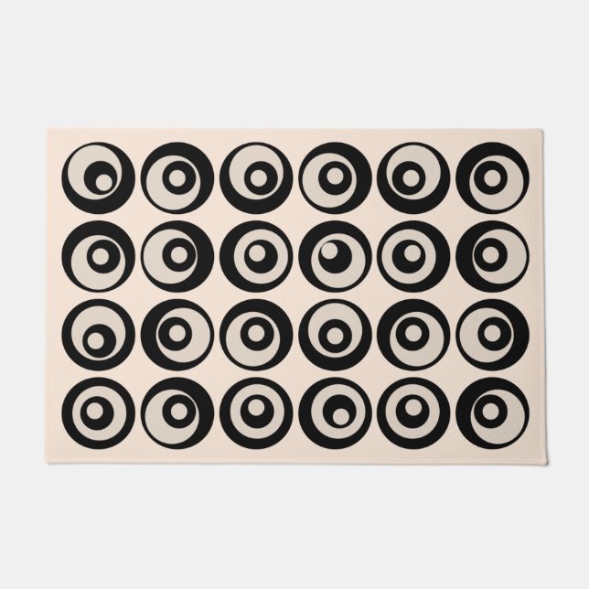 Tapete meio século Círculos Modernos Padrão Preto E Creme (Frente)