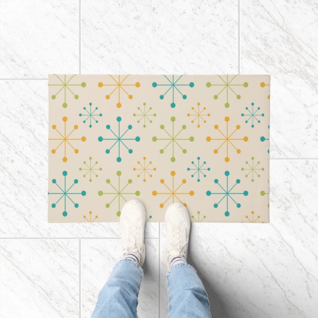 Tapete Meio Século Estrela Atômica Laranja Verde Turquesa (Interior)