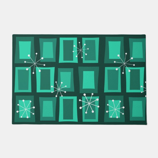 Tapete Meio século Moderno Arte "Portas Maravilhas" Teal  (Frente)