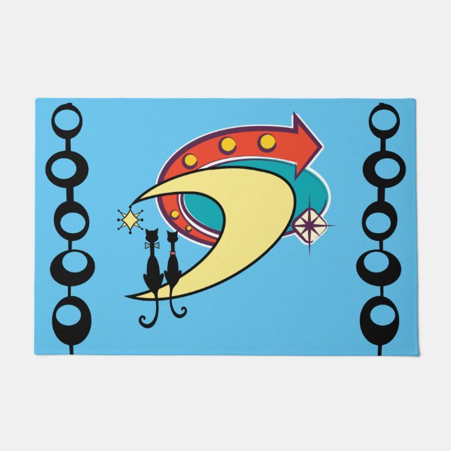 Tapete Meio século Moderno de Cat Boomerang Moon Doormat (Frente)