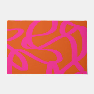Tapete Meio século Moderno Linhas Abstrato Laranja E Rosa
