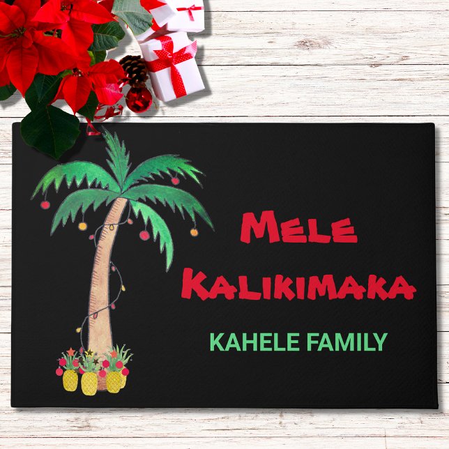 Tapete Mele Kalikimaka Nome da Palma de Abacaxi de Natal (Criador carregado)