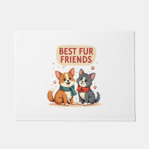 Tapete Melhores Amigos de Pelos Vintage Gato e Cachorro C