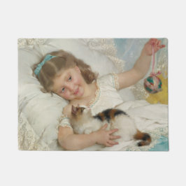Tapete Menina Adorável Brincando Com Seu Gato Pet