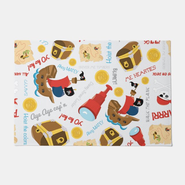 Tapete Menina Diversão Branca de Festa Pirata (Frente)