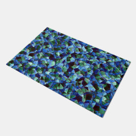 Tapete Mensagem de mosaico irregular verde e azul sobrepo