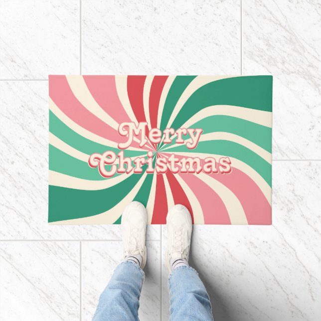 Tapete Merry Christmas 70s Peppermint Colors Sunburst (Interior)