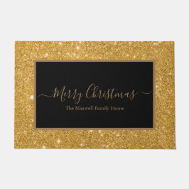 Tapete Merry Christmas black gold glitter name