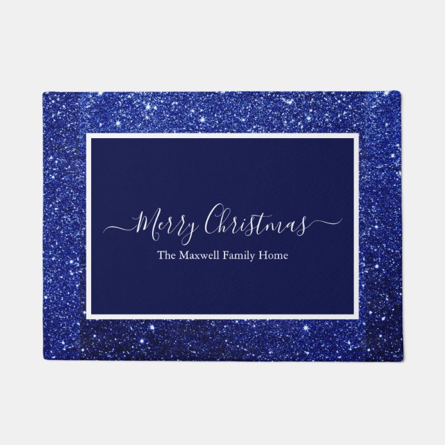 Tapete Merry Christmas Blue Glitter (Frente)
