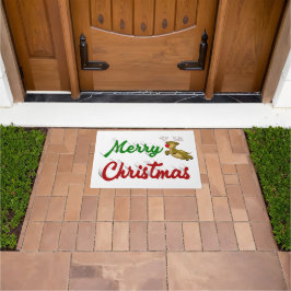Tapete Merry Christmas Flying Reindeer red green script