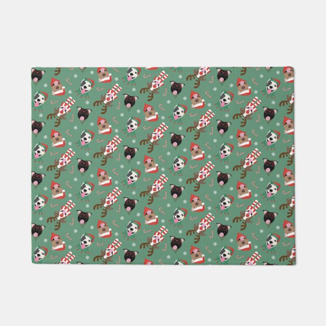 Tapete Merry Christmas Pit Bull Cães (Frente)