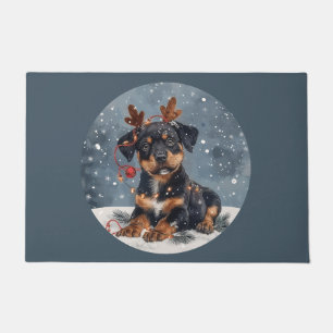 Tapete Merry Christmas Rottweiler Dog Reindeer