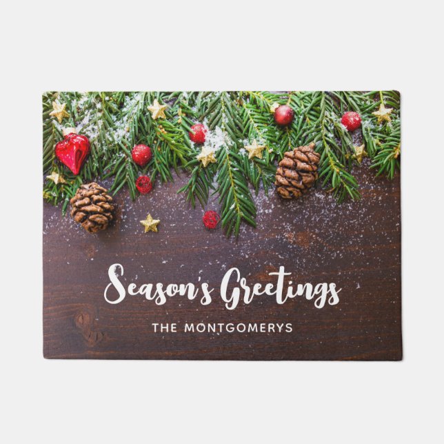 Tapete Mesa de Natal russa com pinheiro e neve (Frente)