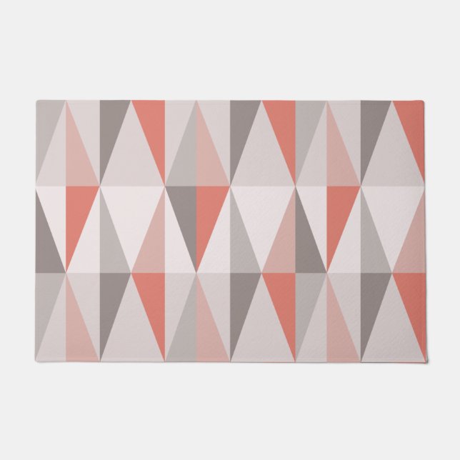 Tapete MidCentury Modern triângulo Salmão rosa (Frente)