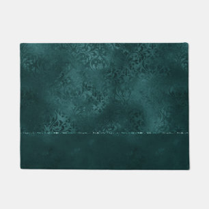 Tapete Midnight Teal Romance   Dark Satinge Damask