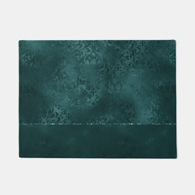 Tapete Midnight Teal Romance | Dark Satinge Damask (Frente)