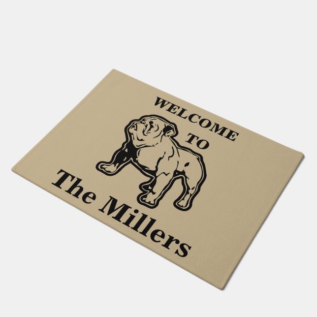 Tapete Miller Family Bulldog Bem-vindo Doormat Mat (Inclinado)