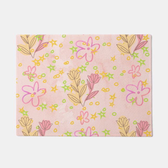 Tapete Minimal Floral Doodle Pattern –Pastel Pink pattern (Frente)