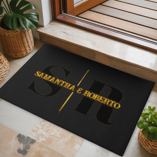 Tapete Miniminalista Dourado Preto, Monograma, de luxo