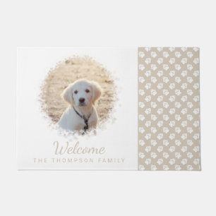 Tapete Modelo De Foto Pet Em Branco E bege Com Paws