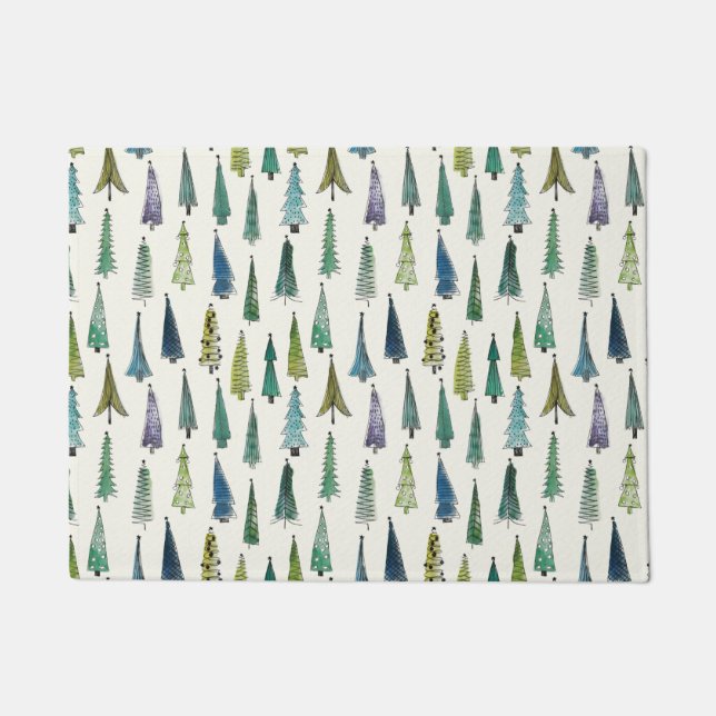 Tapete Modern Christmas Trees Illustrated Pattern (Frente)