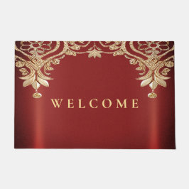 Tapete Modern Gold Red Floral Doormat