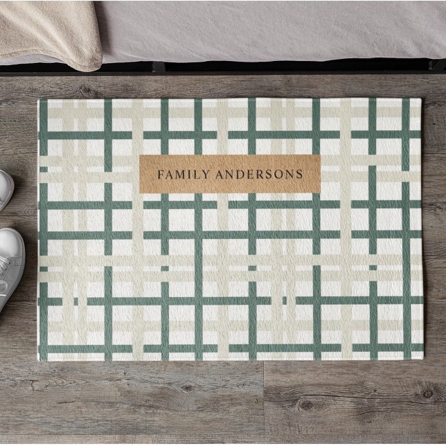Tapete Modern Montauk Grid Green & Beige (Criador carregado)
