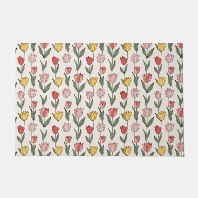 Tapete Modern Tulip Floral Pattern Soft Botanical Spring (Frente)