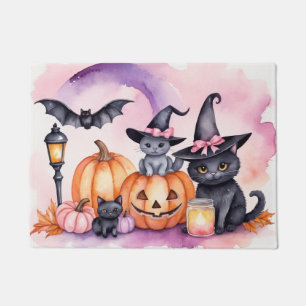 Tapete Moderno Halloween Laranja Pumpkin Negra Gatos