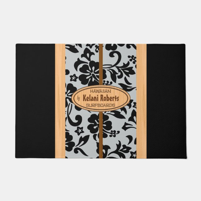 Tapete Mokuleia Hawaiai Faux Wood Monograma Surfboard (Frente)