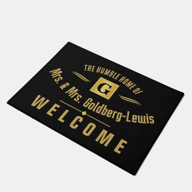 Tapete Monogram Black and Gold Welcome (Inclinado)
