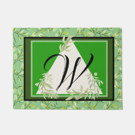 Tapete Monogram Elegant Green Leaves Doormat