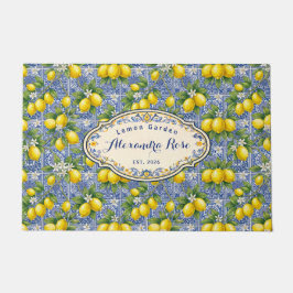 Tapete Monogram Name Lemon Blue French Country Tile 