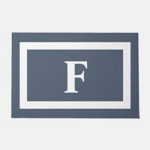 Tapete Monograma Branco Azul Mínimo Moderno