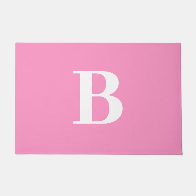 Tapete Monograma Branco Cor-de-Rosa Moderno (Frente)