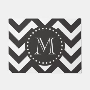 Tapete Monograma Chevron preto e branco