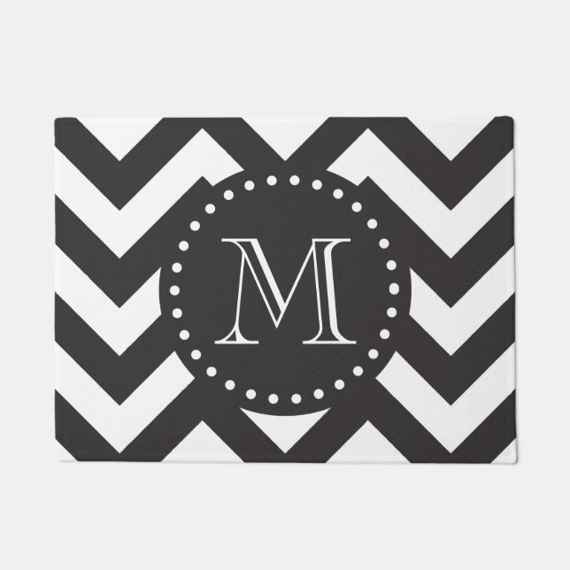 Tapete Monograma Chevron preto-e-branco (Frente)