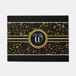 Tapete Monograma clássico com notas de música de Ouro em 