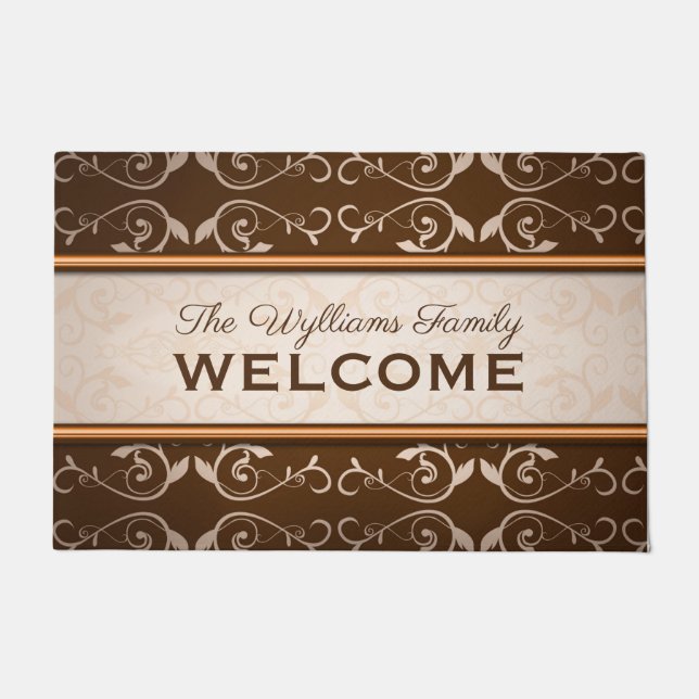 Tapete Monograma clássico elegante do bege de Brown do (Frente)