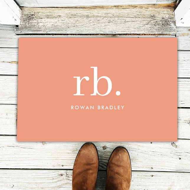 Tapete Monograma Coral Peach Feminina Elegante Minimalist (Criador carregado)